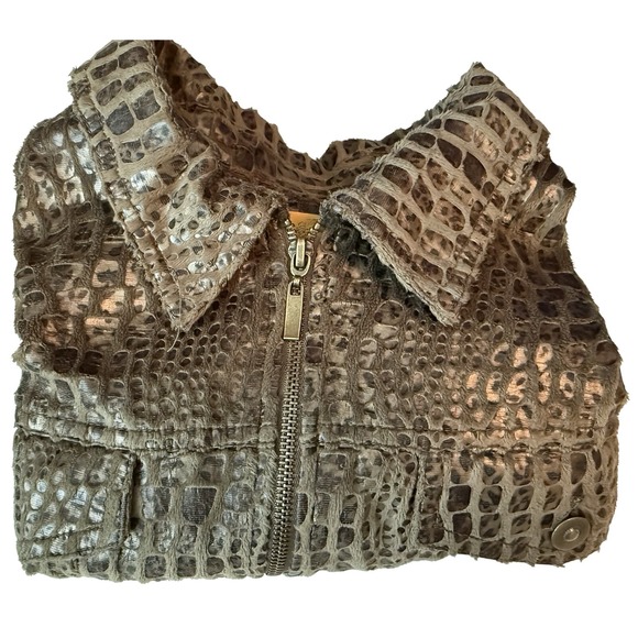 Ruby Rd Snake Print Animal Print  Zip Up Jacket Olive/Brown Lightweight Size 22W - Picture 5 of 11